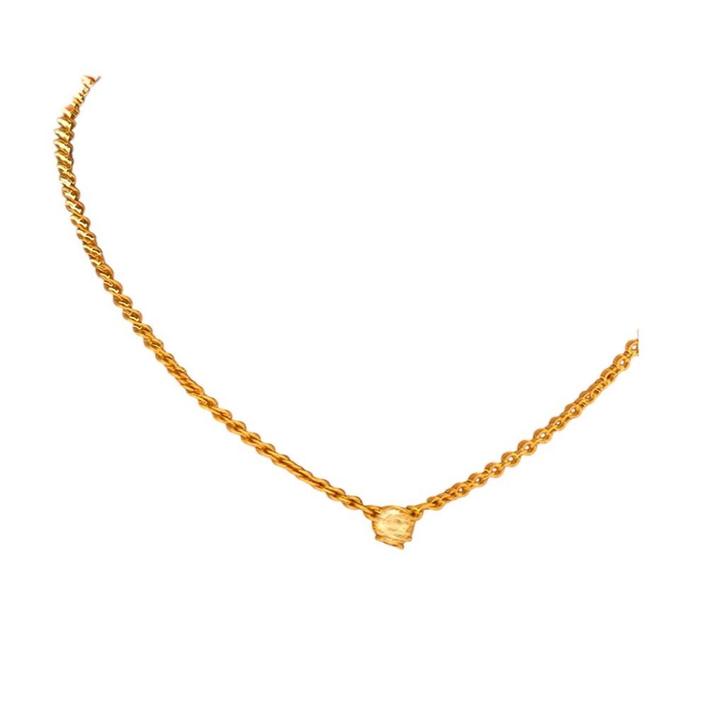 Necklace single rhinestone solitaire on a gold-tone chain